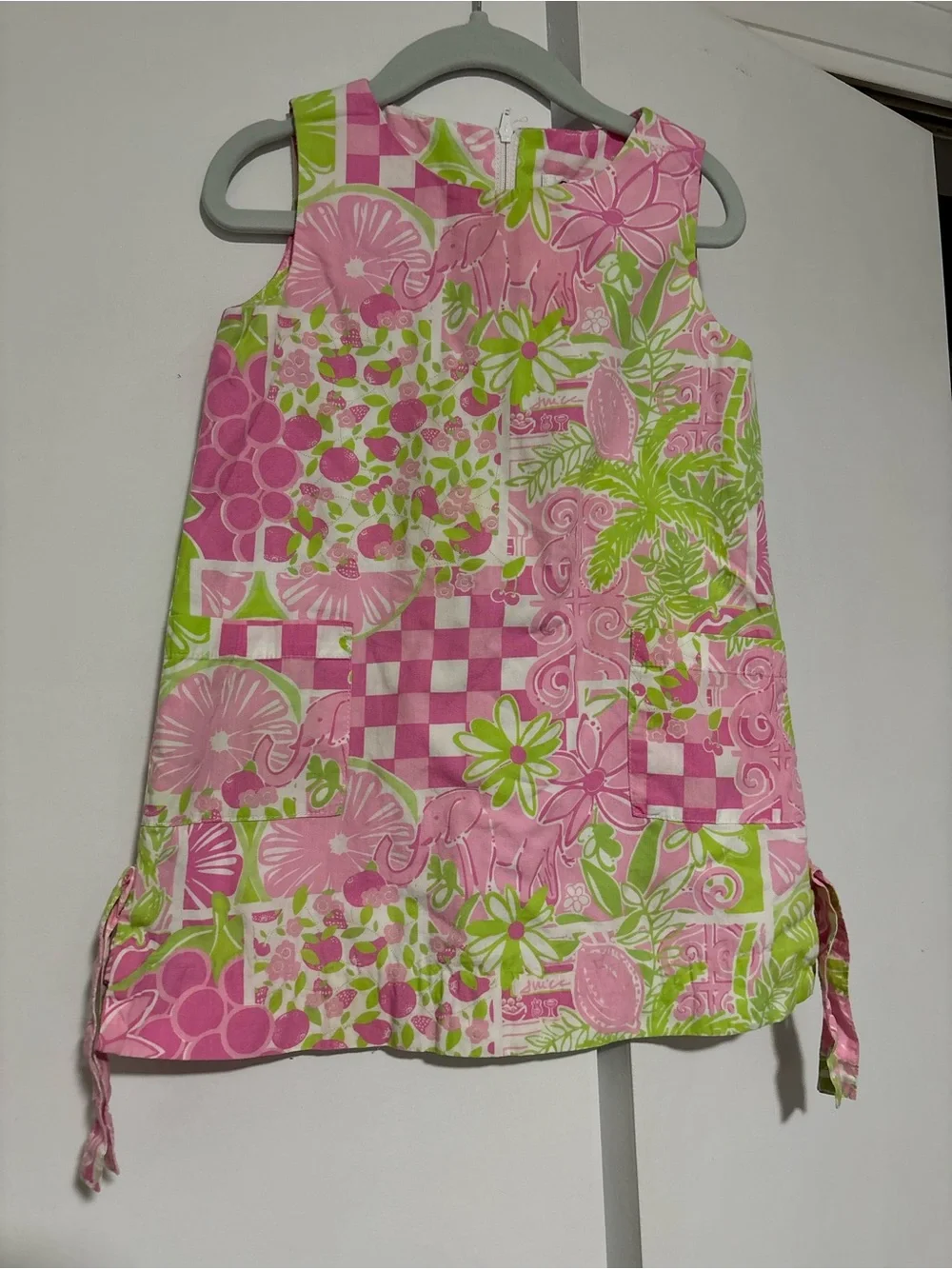 Vintage Lilly Pulitzer dress with elephants 4T pink green shift dress juice
